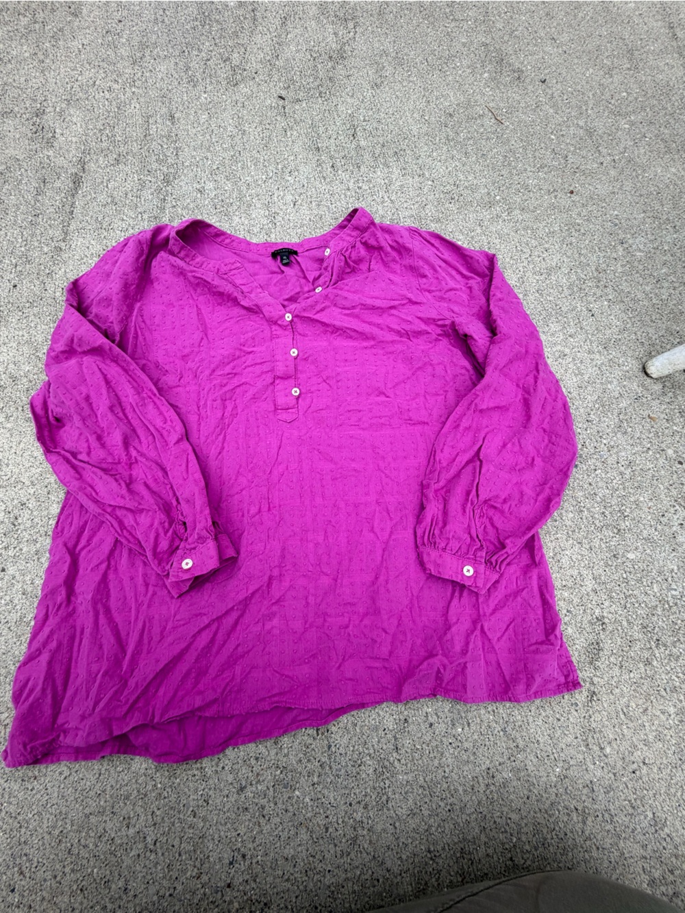 Talbots Women’s XL Regular Purple Solid Button-Front Top Shirt Button Accents
